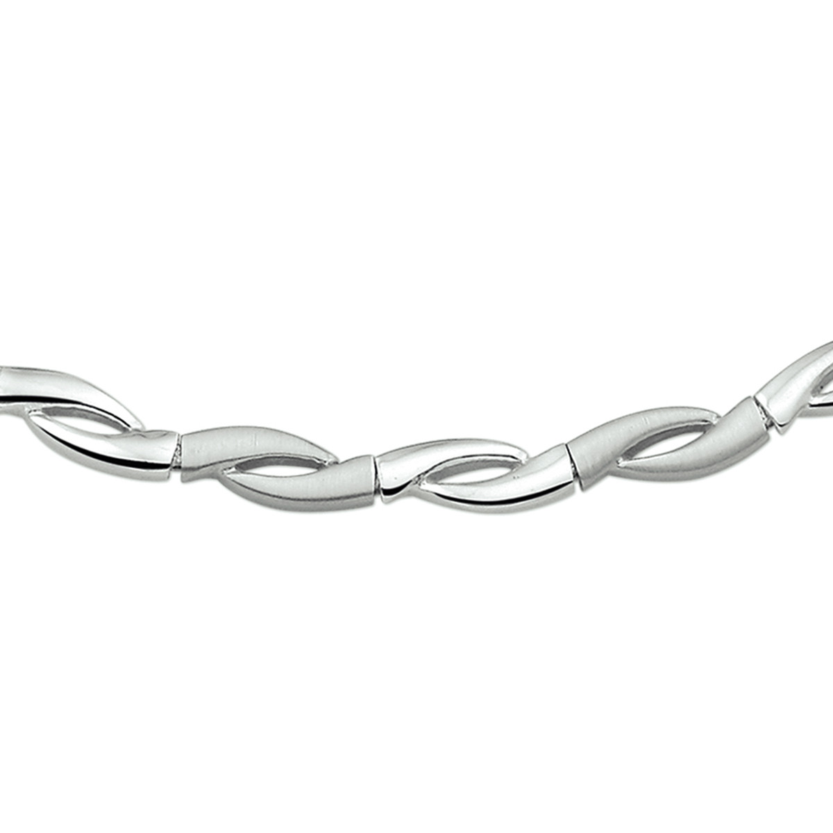 Gerhodineerd 925 zilveren damesketting met gebogen schakels 6 mm breed - Lengte 45 cm