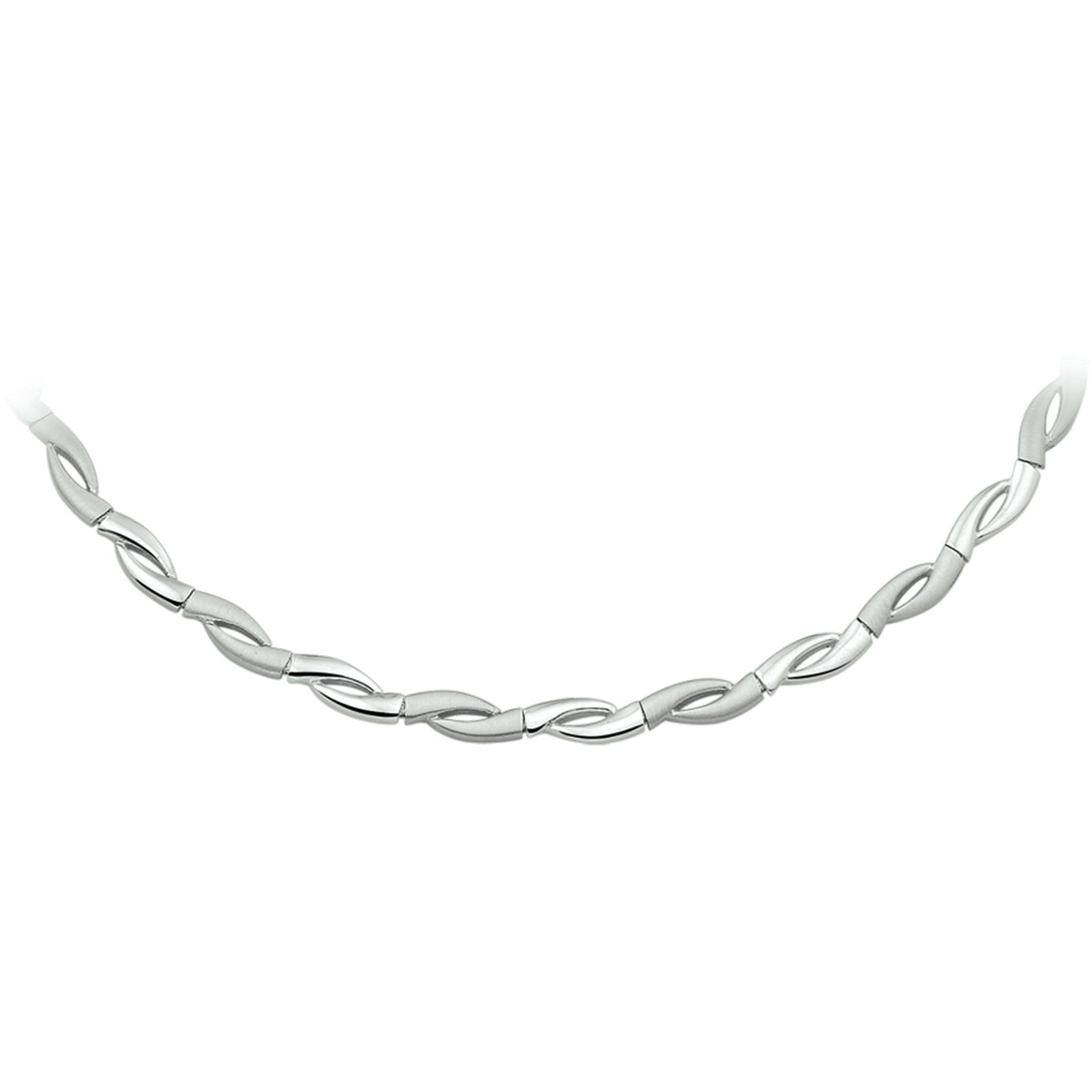 Gerhodineerd 925 zilveren damesketting met gebogen schakels 6 mm breed - Lengte 45 cm