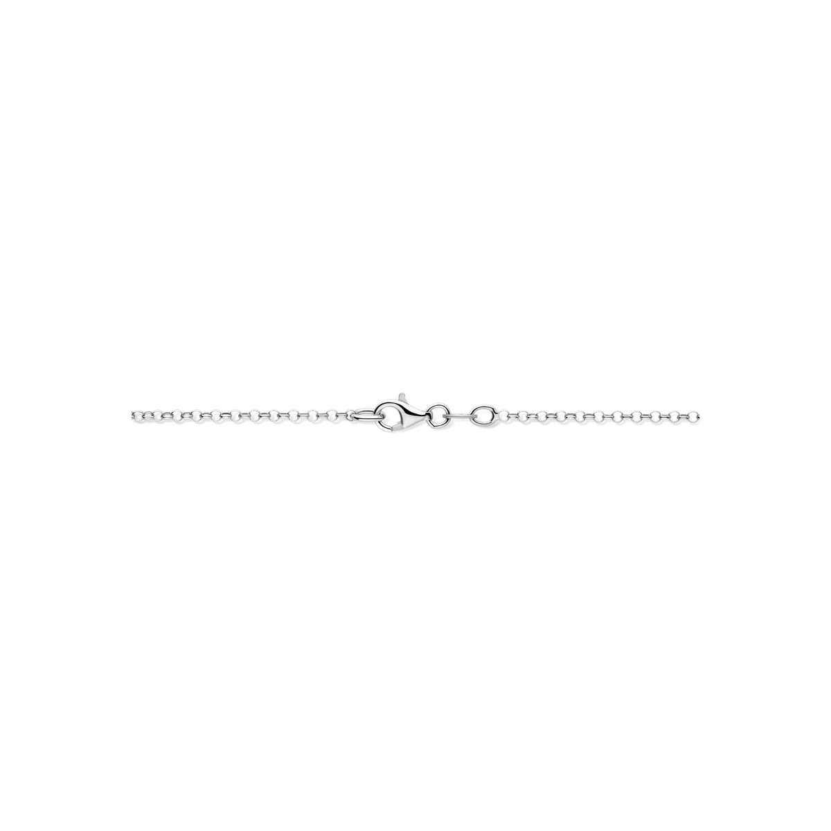 Gerhodineerd 925 zilveren ketting met hanger dubbele harten 27 mm breed - Lengte 45 cm