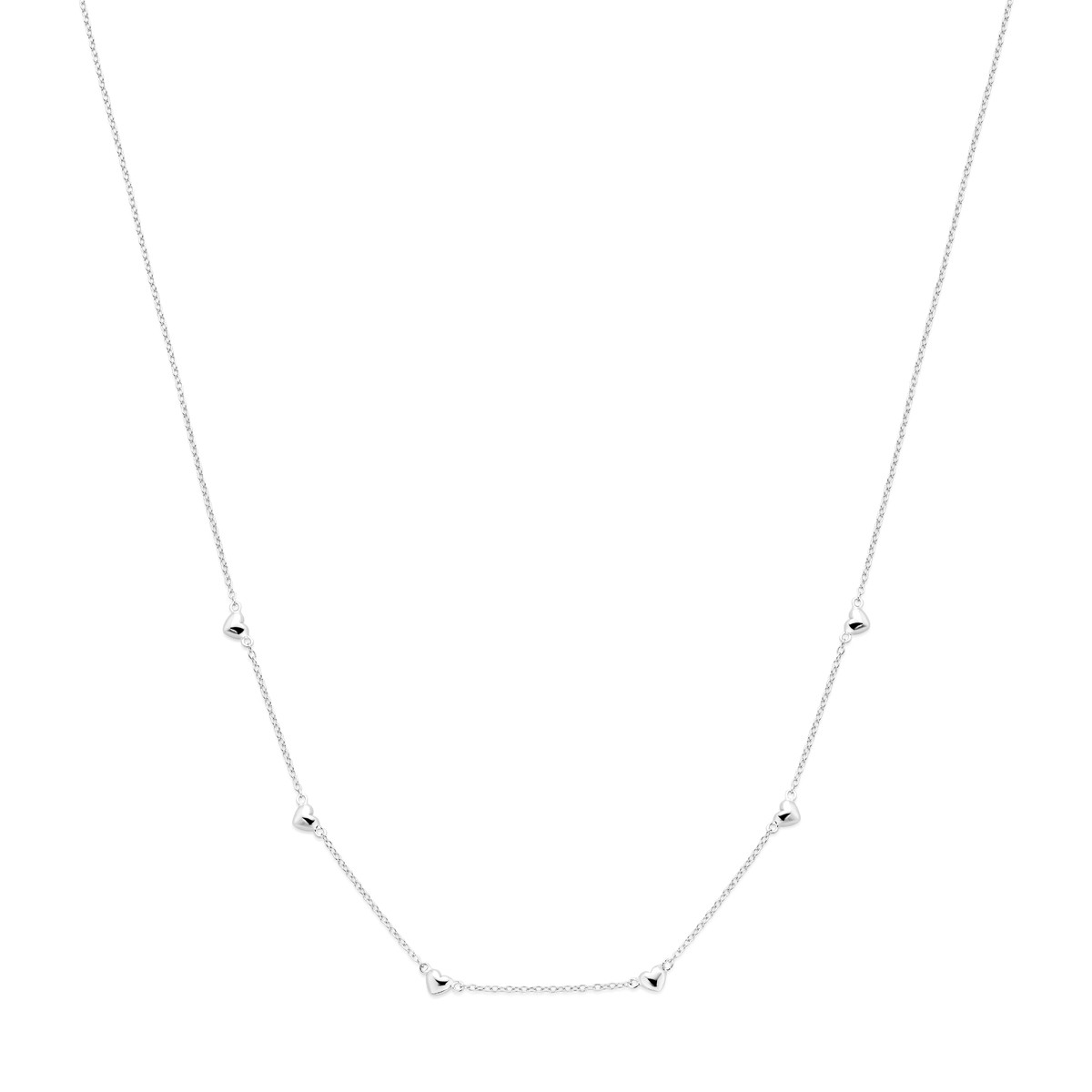 Gerhodineerd 925 zilveren ketting met hanger hartjes 1.2 mm breed - Lengte 41-43-45 cm