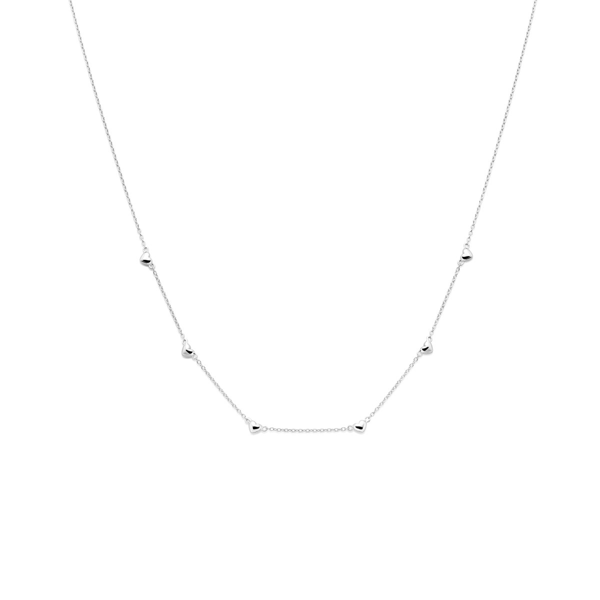 Gerhodineerd 925 zilveren ketting met hartjes hangers 1.2 mm breed - Lengte 36-38-40 cm