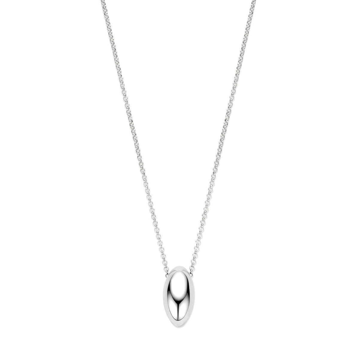 Gerhodineerd 925 zilveren ketting met ovale hanger 20 mm x 10.5 mm - Lengte 41-45 cm
