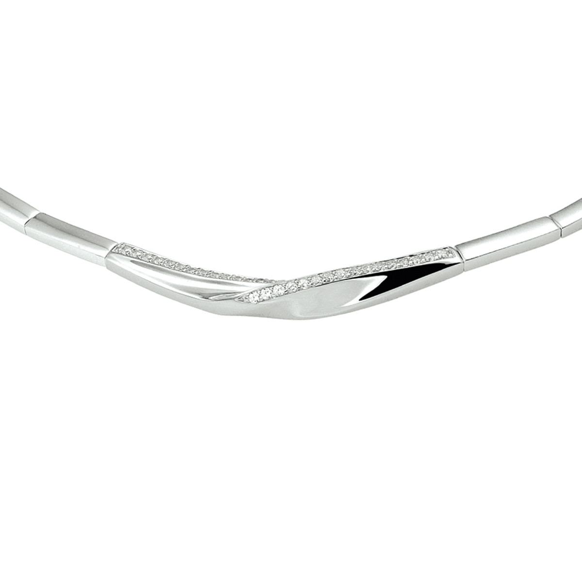 Gerhodineerd 925 zilveren ketting met rechthoekige schakels en zirkonia 6.5 mm breed - Lengte 43-46 cm