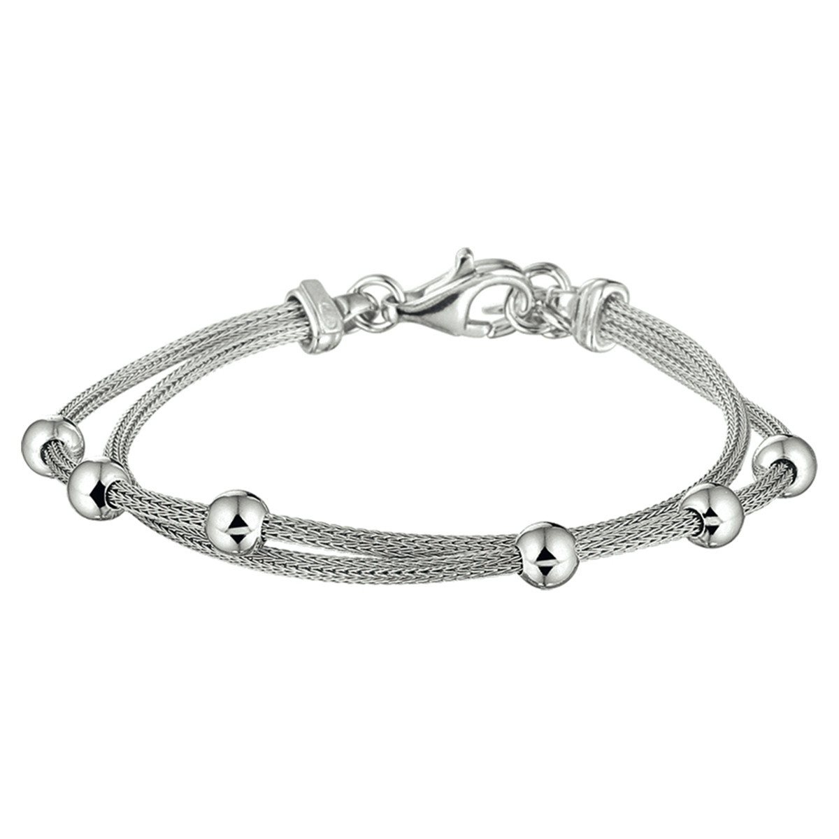 Gerhodineerd zilveren armband met ronde schakels 2 mm breed - Lengte 18-20.5 cm