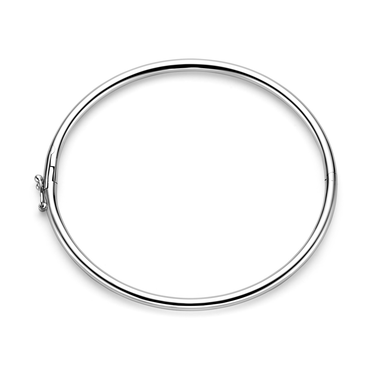 Gerhodineerd zilveren bangle 3 mm breed met glanzende afwerking - Diameter 60 mm