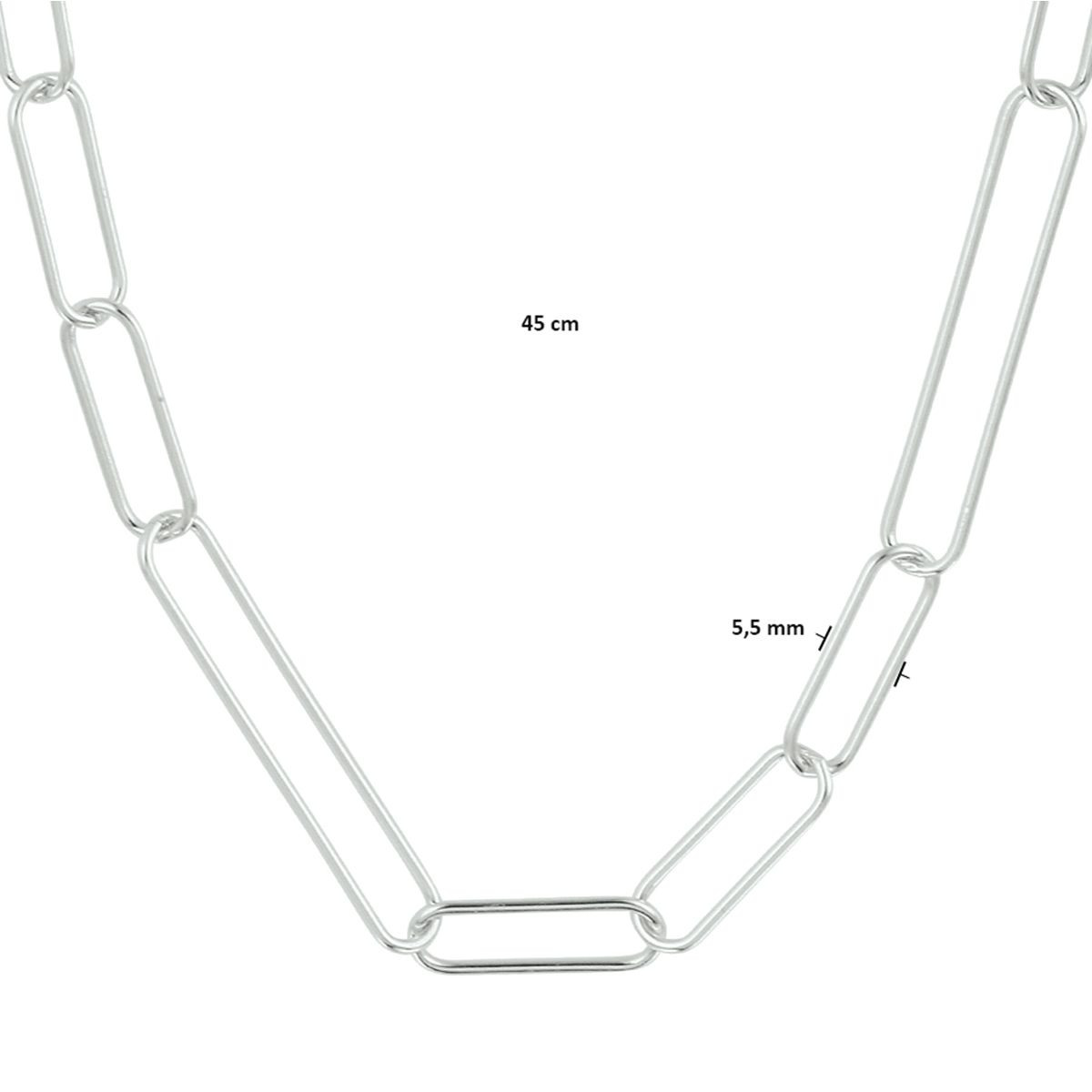 Gerhodineerd zilveren collier ongelijke schakels 5.5 mm