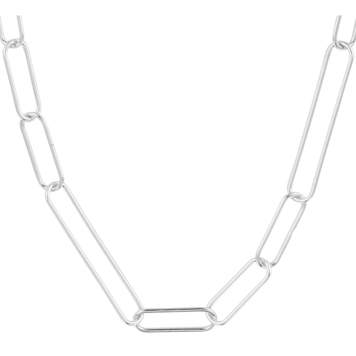 Gerhodineerd zilveren collier ongelijke schakels 5.5 mm