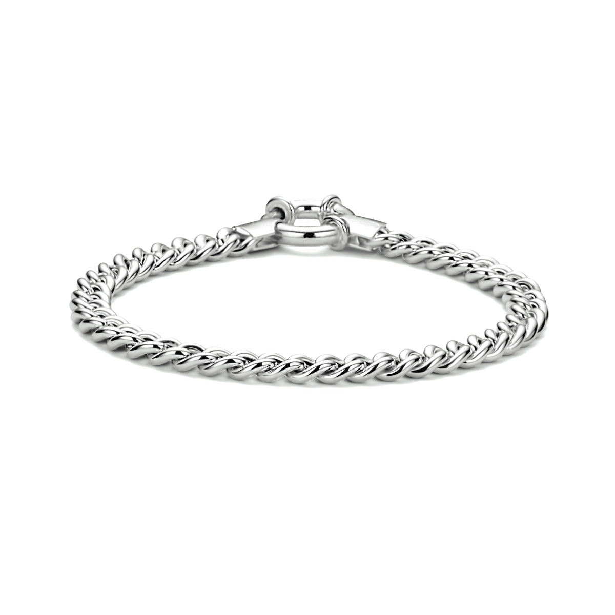 Gerhodineerd zilveren dames schakelarmband met gourmetschakel 5.8 mm breed - Lengte 19 cm