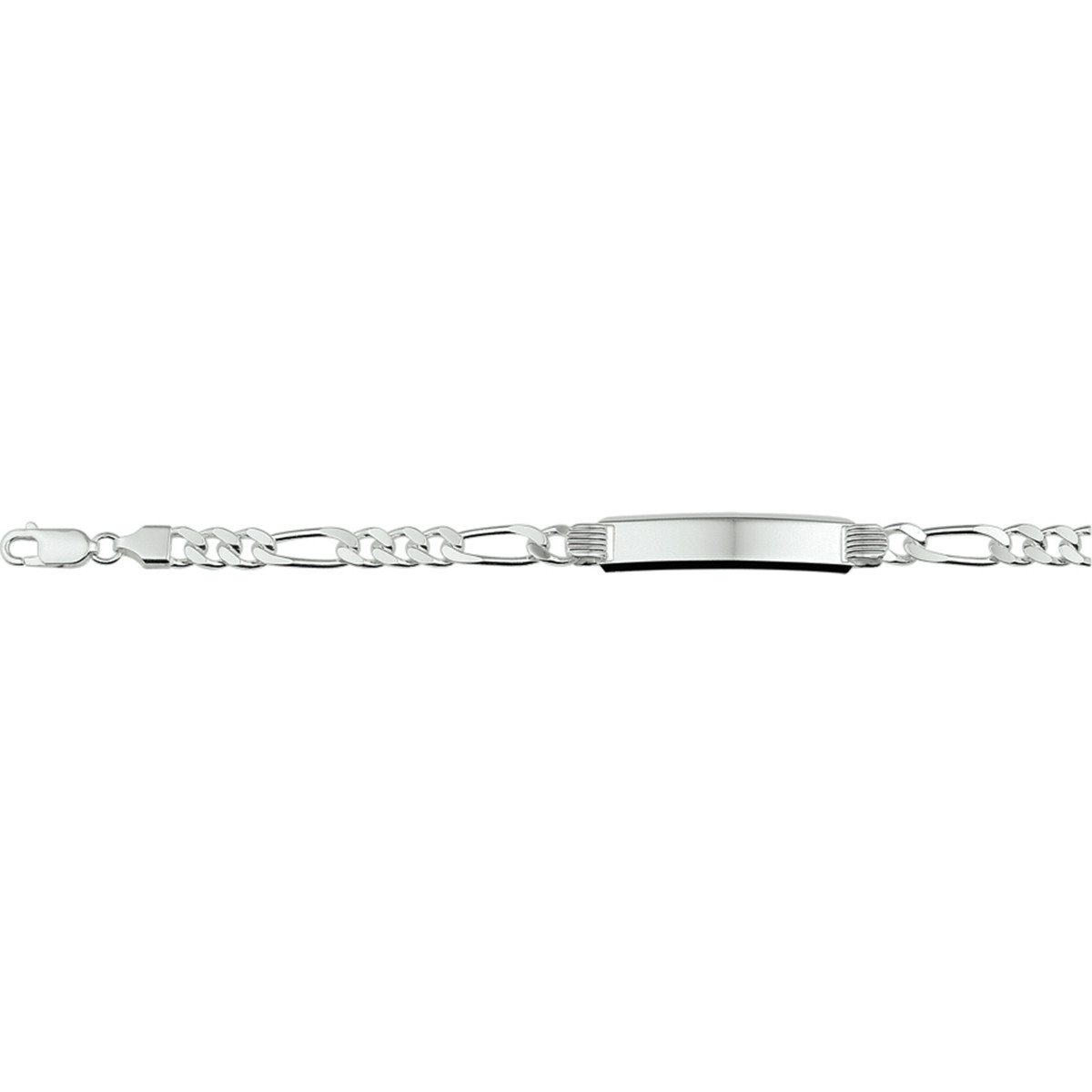Gerhodineerd zilveren gepersonaliseerde plaatarmband met figaroschakel 8 mm breed - Lengte 20 cm