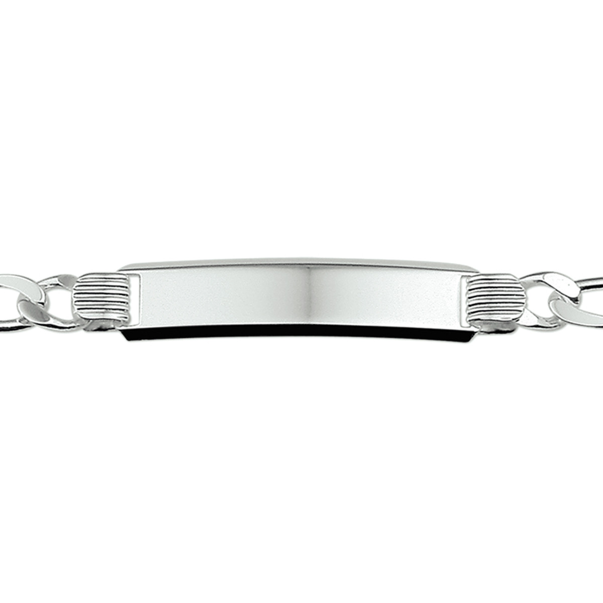 Gerhodineerd zilveren gepersonaliseerde plaatarmband met figaroschakel 8 mm breed - Lengte 20 cm
