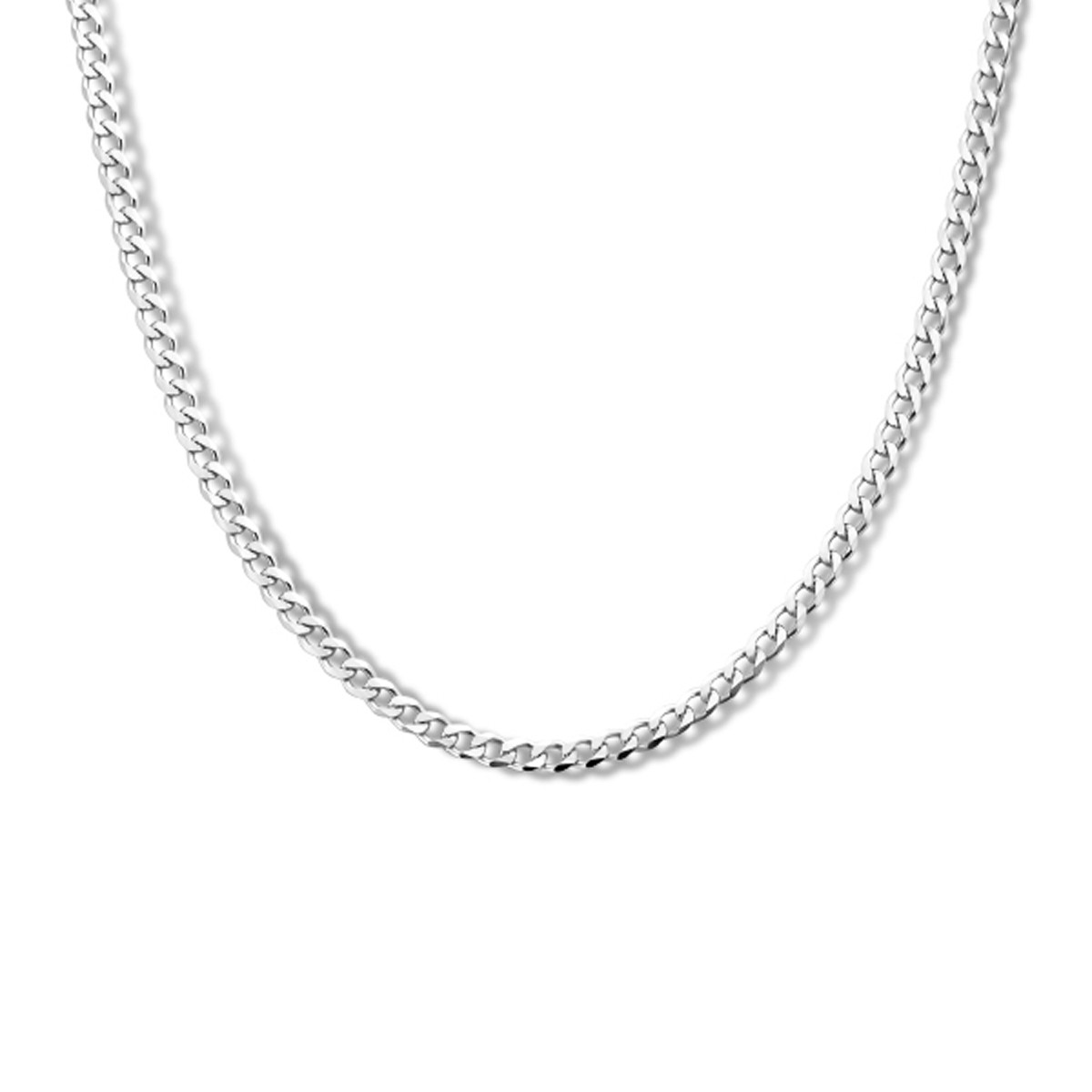 Gerhodineerd zilveren gourmet ketting 3 mm breed - Lengte 41 + 3 cm