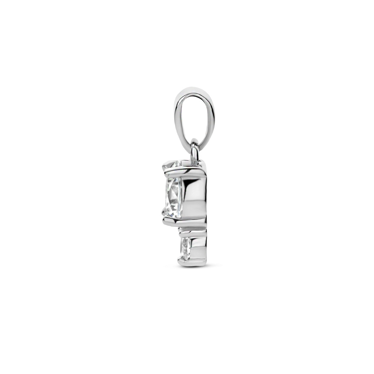 Gerhodineerd zilveren hanger met schitterende zirkonia 