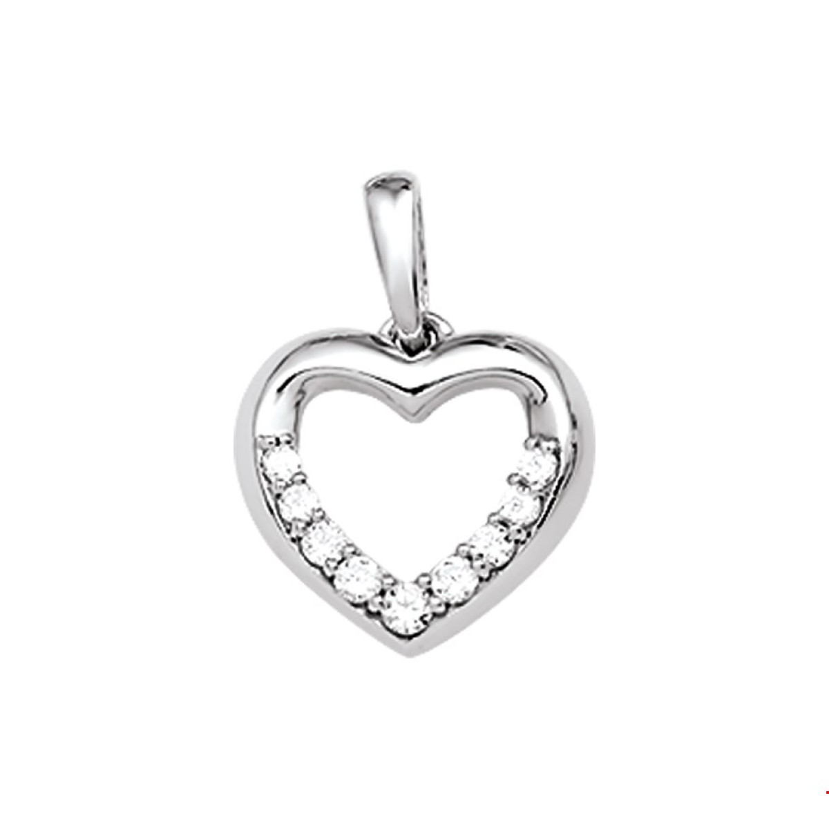 Gerhodineerd zilveren hartjes hanger 12 mm zirkonia