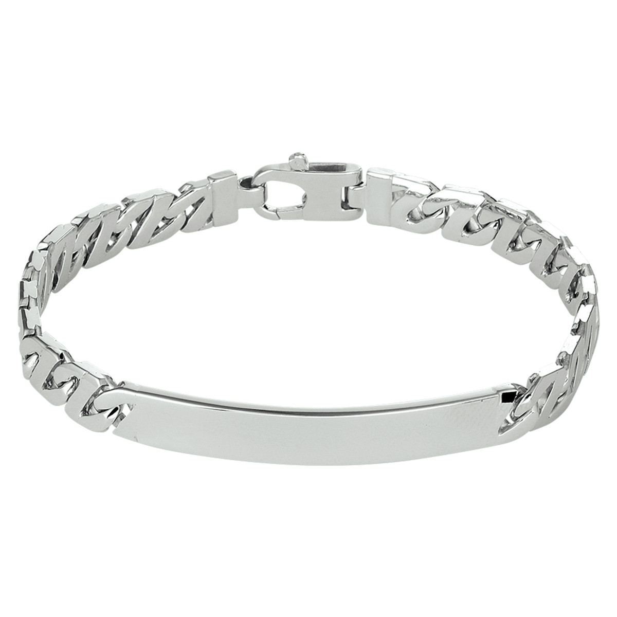 Gerhodineerd zilveren herenarmband met gourmet schakels 50 mm breed