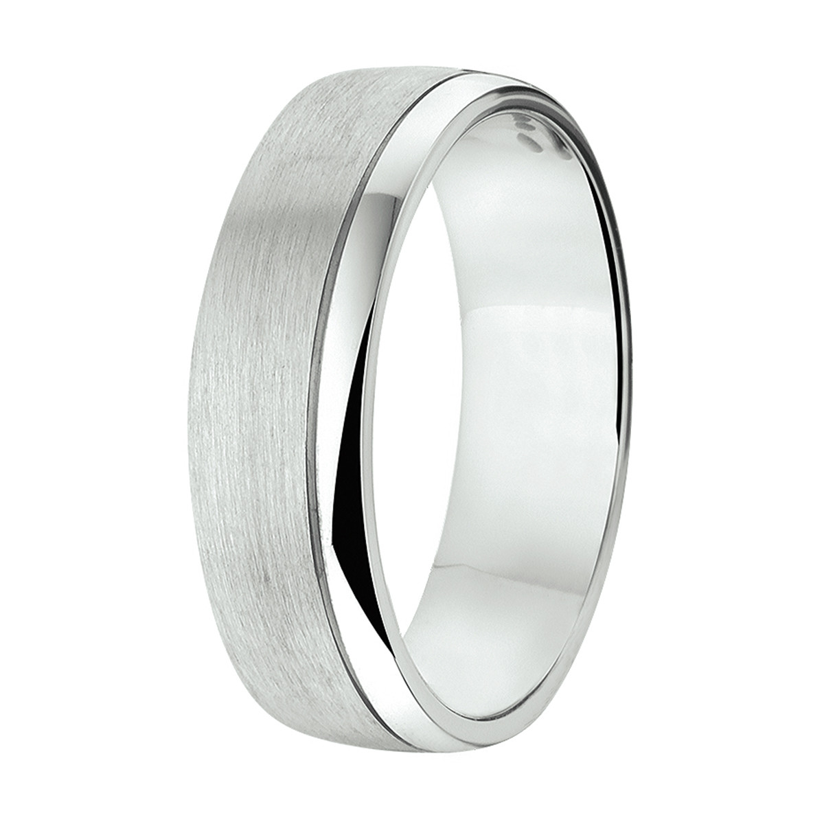 Gerhodineerd zilveren relatiering 925 glanzend en mat 6 mm breed