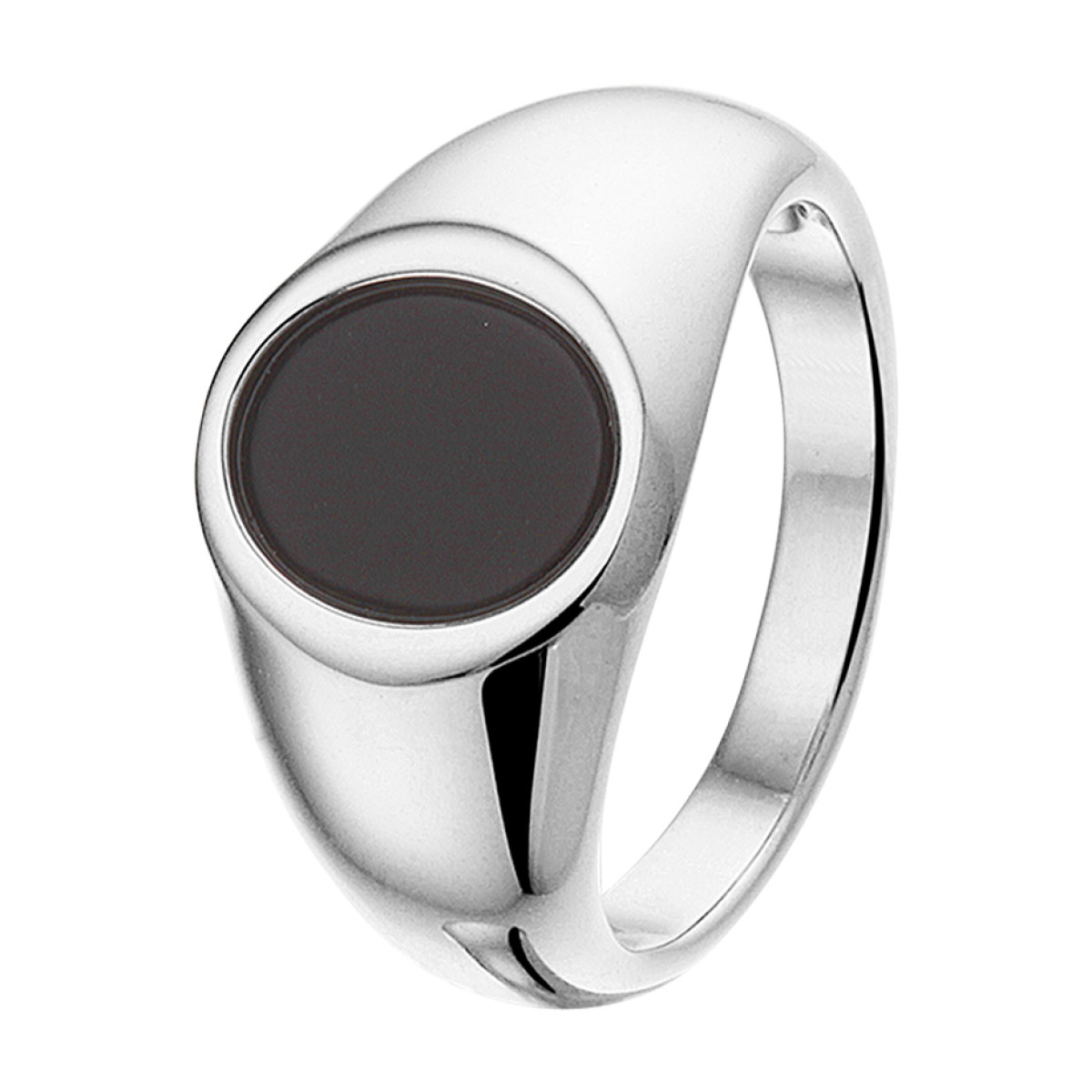 Gerhodineerd zilveren ring met onyx