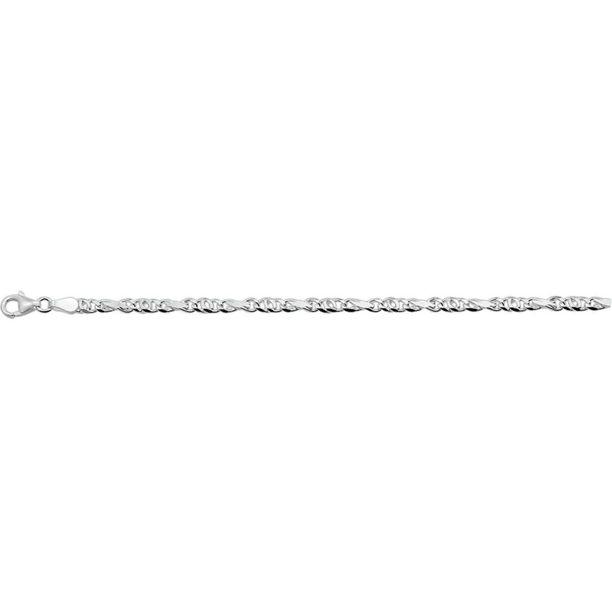Gerhodineerd zilveren schakelarmband met valkenoogschakel 3.5 mm breed - Lengte 18 cm