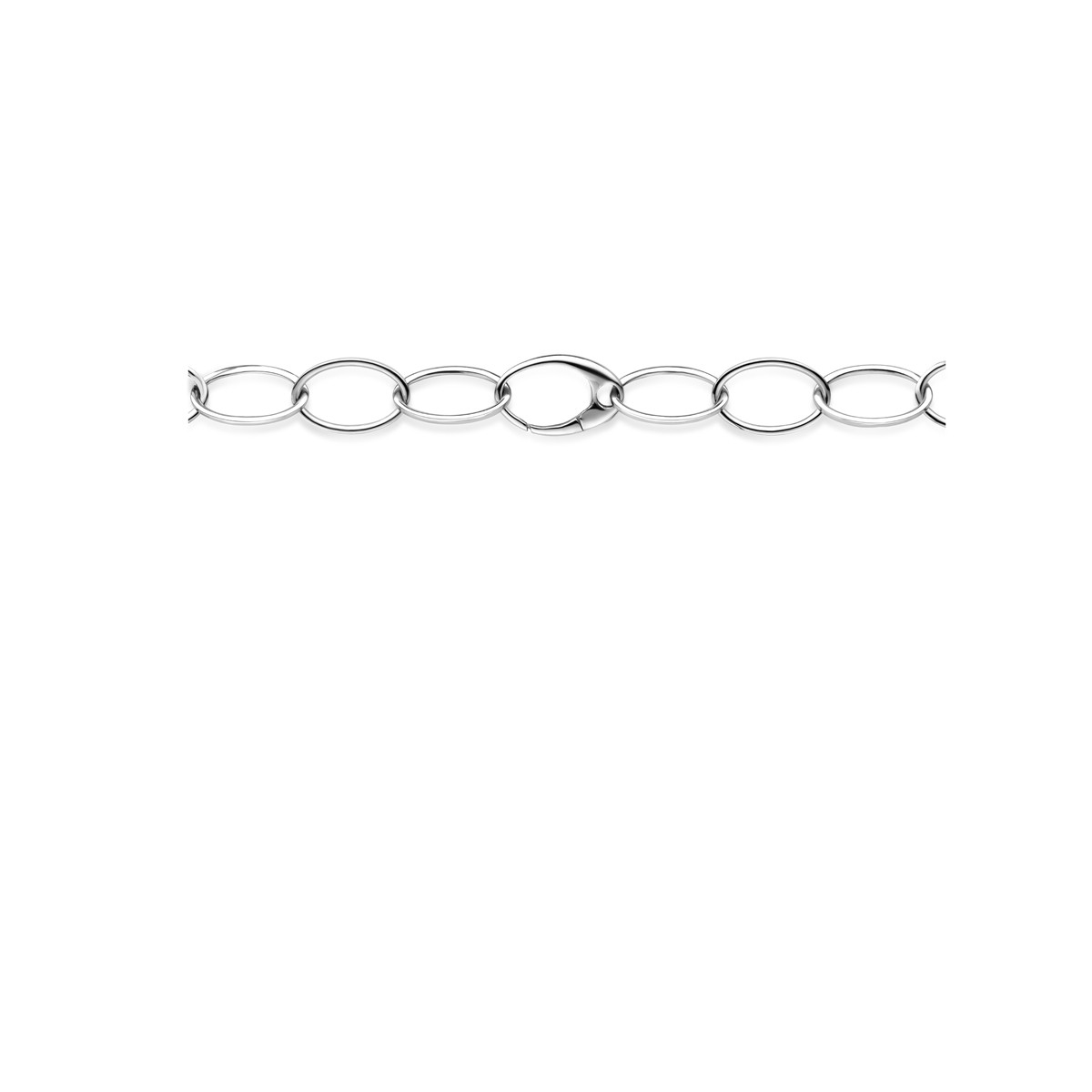 Gerhodineerd zilveren schakelketting met ovale schakels 16 mm breed - Lengte 45 cm