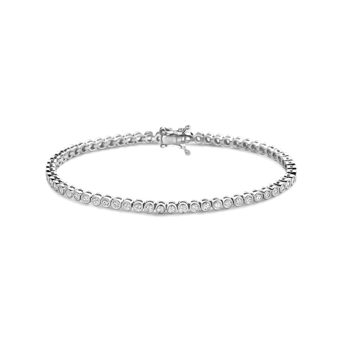Gerhodineerd zilveren tennisarmband met briljant geslepen zirkonia 3 mm breed