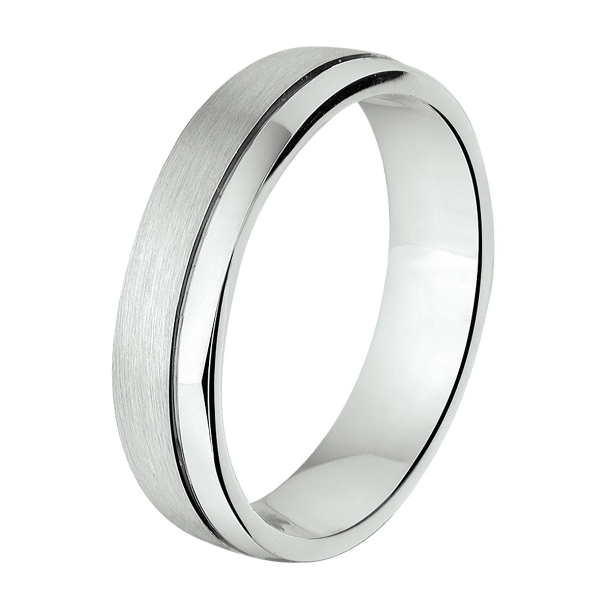 Gerhodineerd zilveren vriendschapsring met glanzende en matte afwerking 5 mm breed