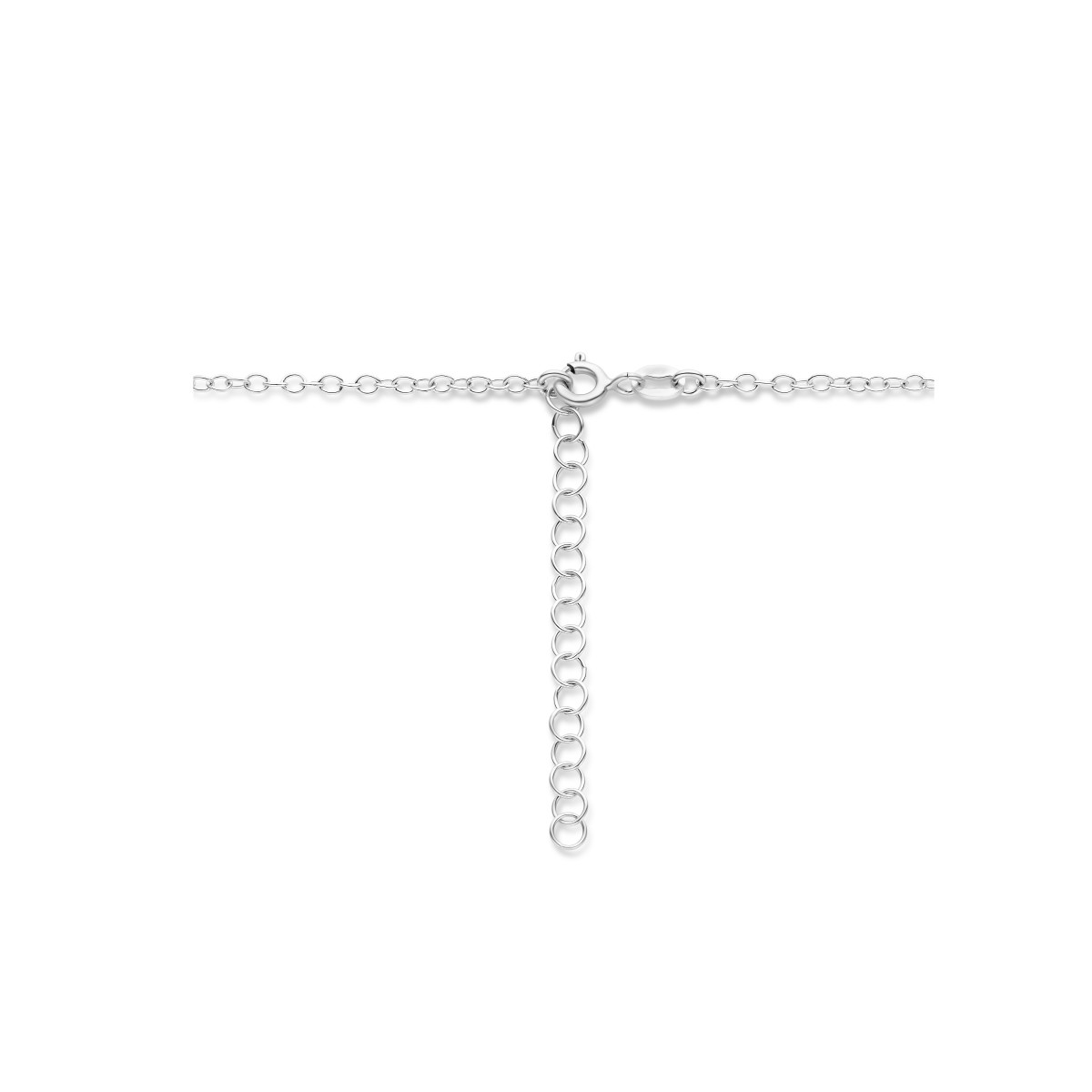 Gerhodineerde zilveren ketting met parel hanger 2.0 mm - 41 + 4 cm