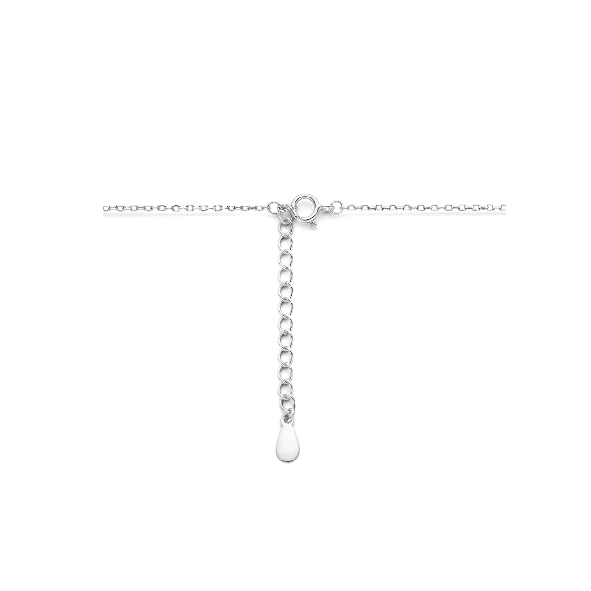 Gerhodineerde zilveren ketting met zoetwaterparel 1.1 mm - Lengte 41 + 4 cm