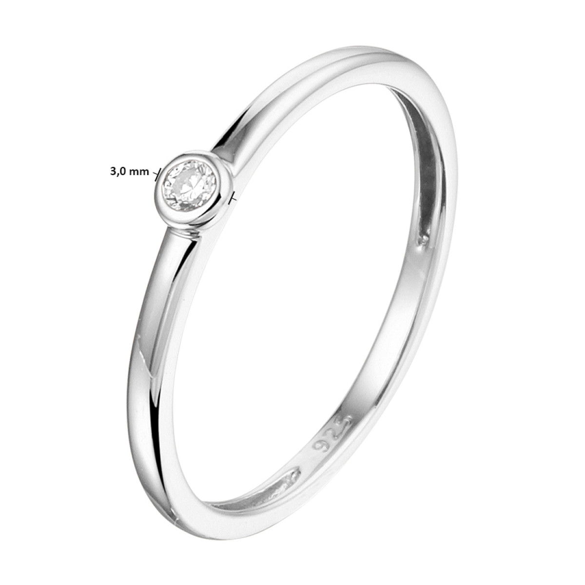 Gerhodineerde zilveren ring met zirkonia