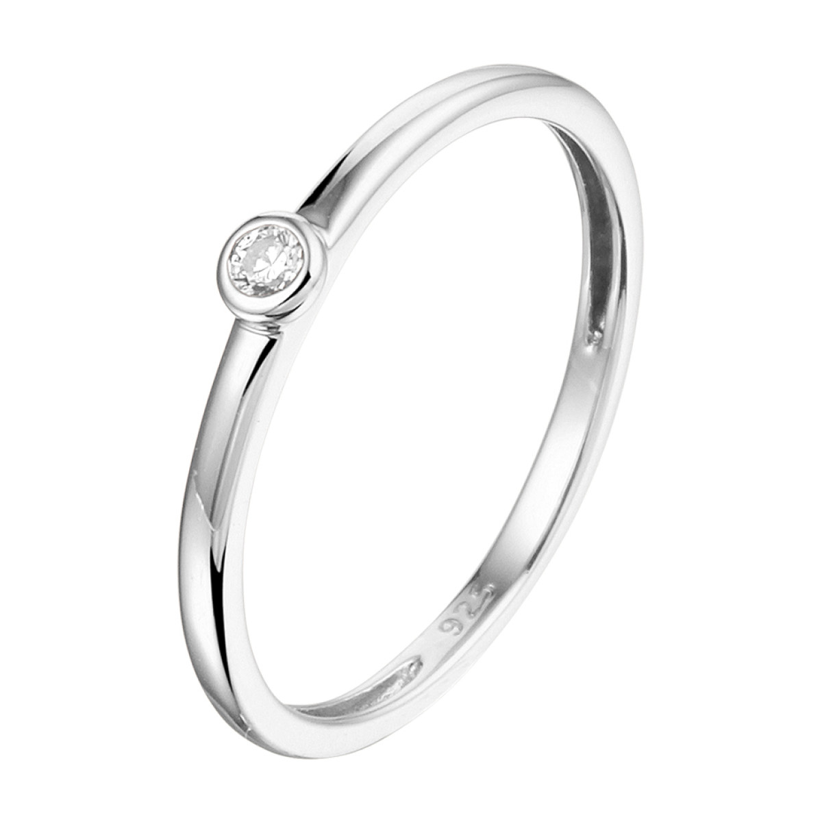 Gerhodineerde zilveren ring met zirkonia