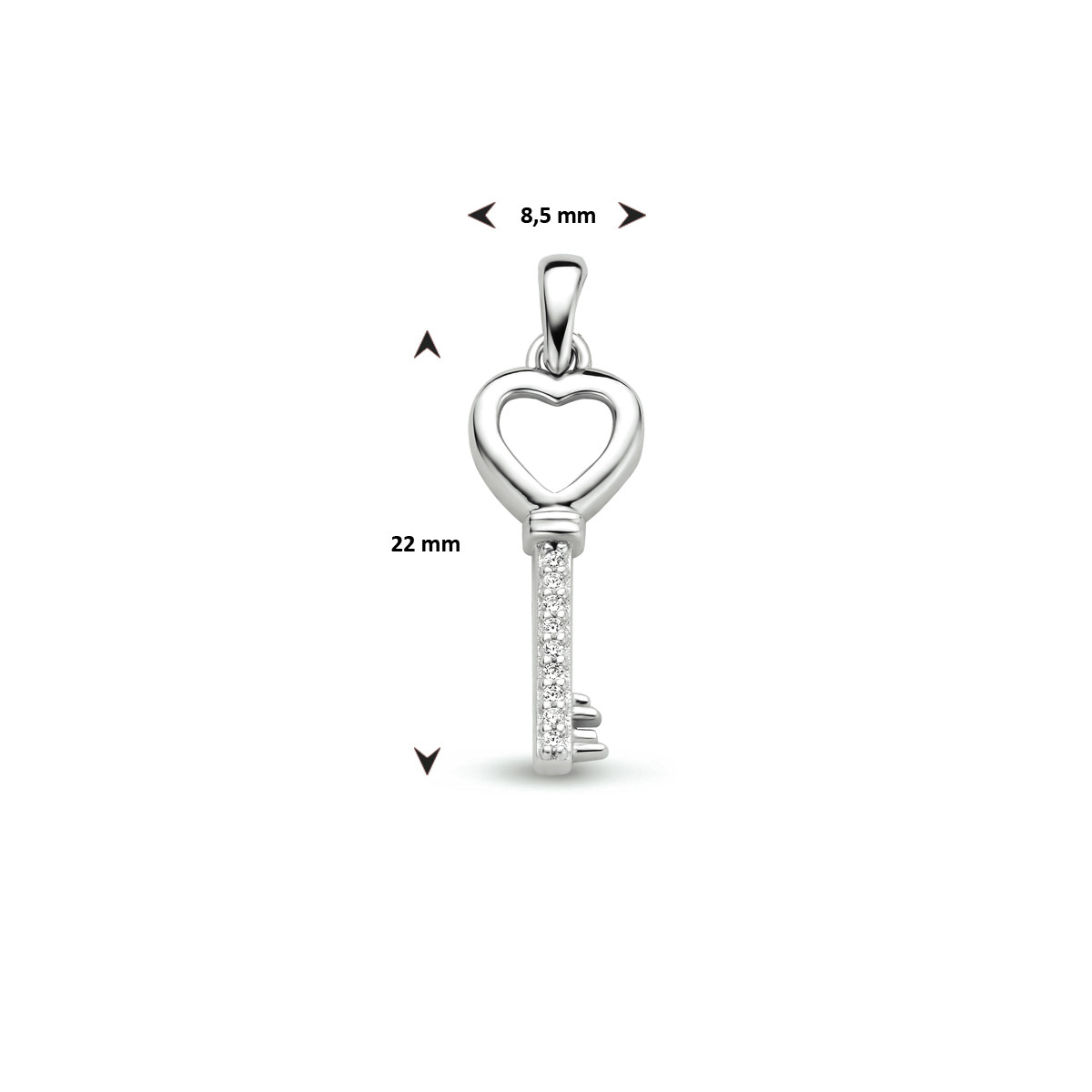 Gerhodineerde zilveren sleutel - 26 x 8.5 mm