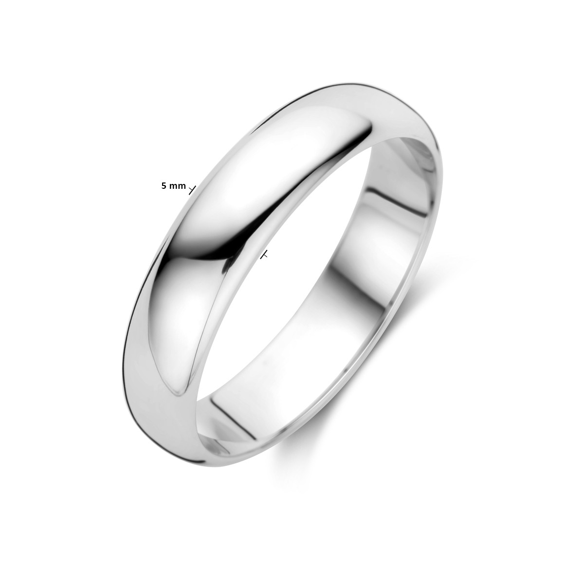 Gladde en glanzende zilveren ring van 5 mm breed