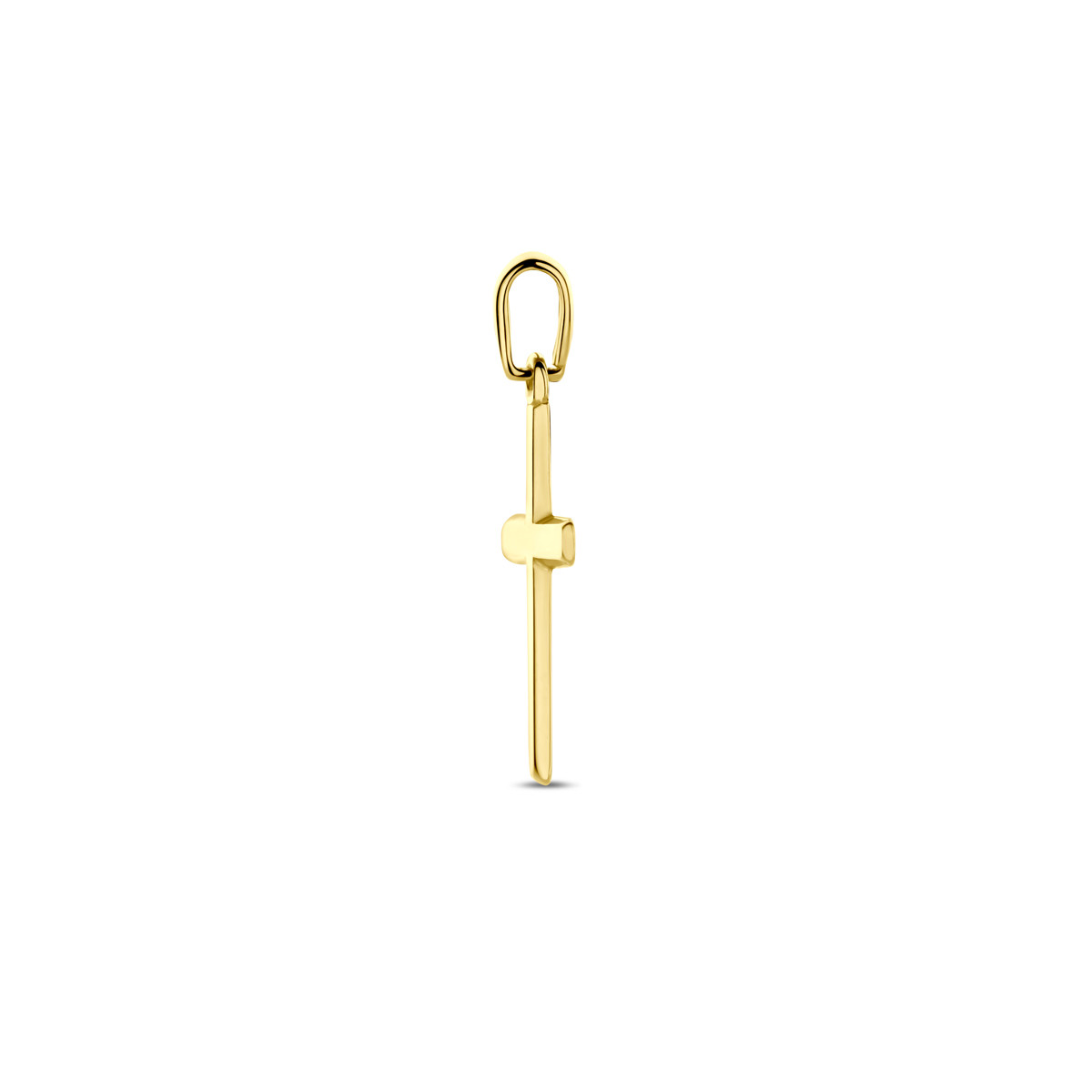 Gladde gouden hanger kruisje - Hoogte 23 mm