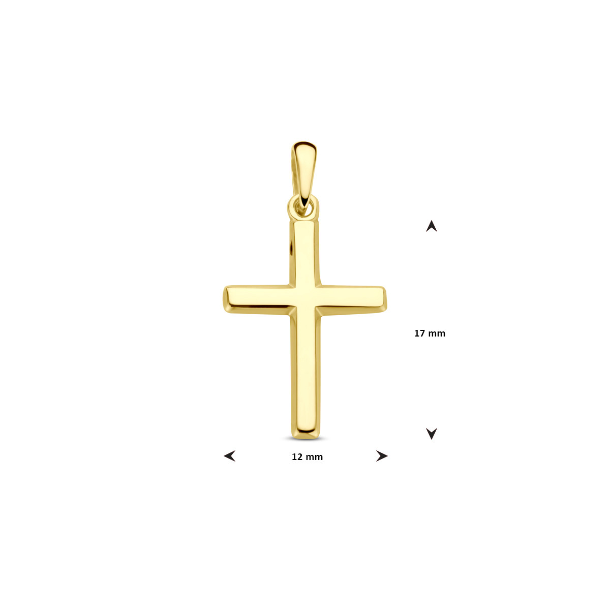 Gladde gouden hanger kruisje - Hoogte 23 mm