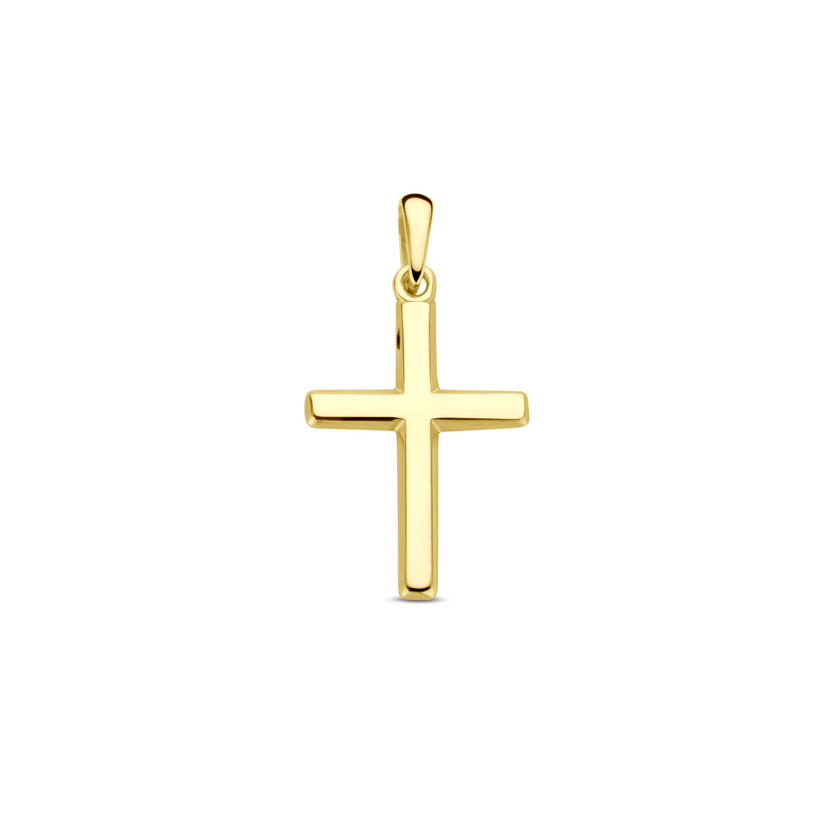 Gladde gouden hanger kruisje - Hoogte 23 mm