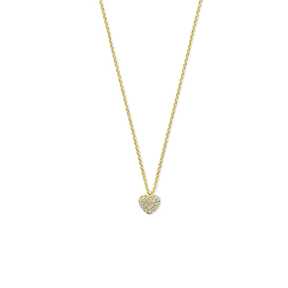 Glanzende 14-karaat gouden ketting met anker en hartvormige diamant hanger 0.09 crt - Lengte 40-42-44 cm