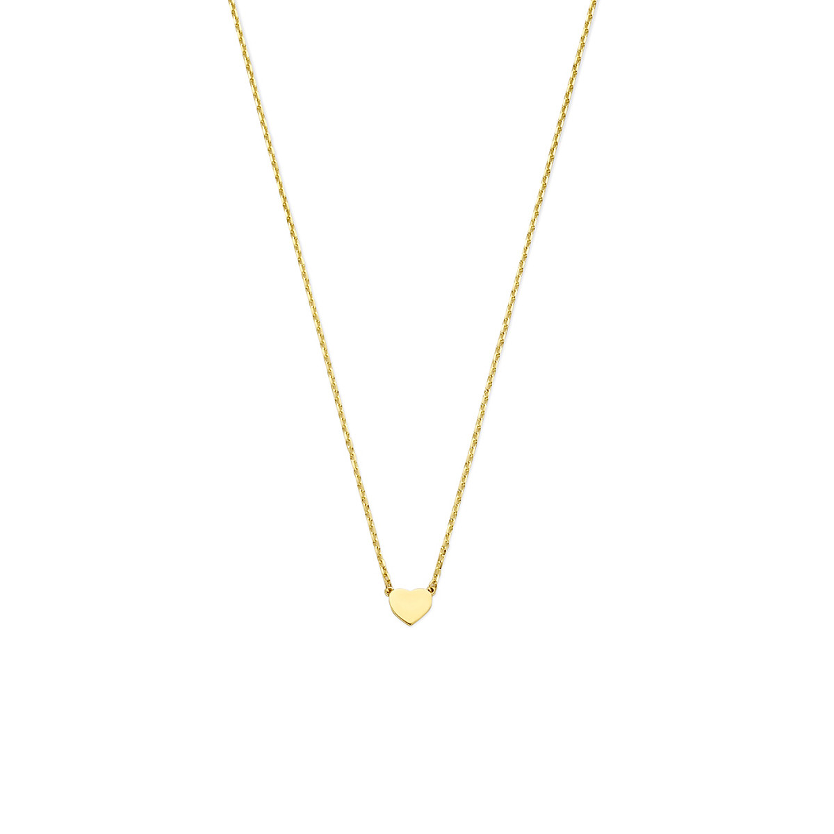 Glanzende 14-karaat gouden ketting met hartjes hanger - Lengte 41-43-45 cm