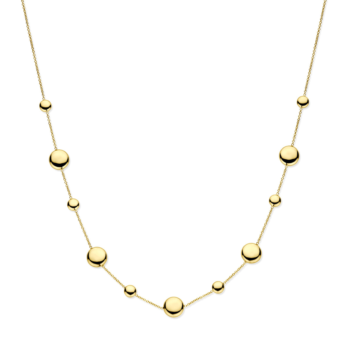 Glanzende 14-karaat gouden ketting met ronde bolletjes - Lengte 42 t/m 45 cm