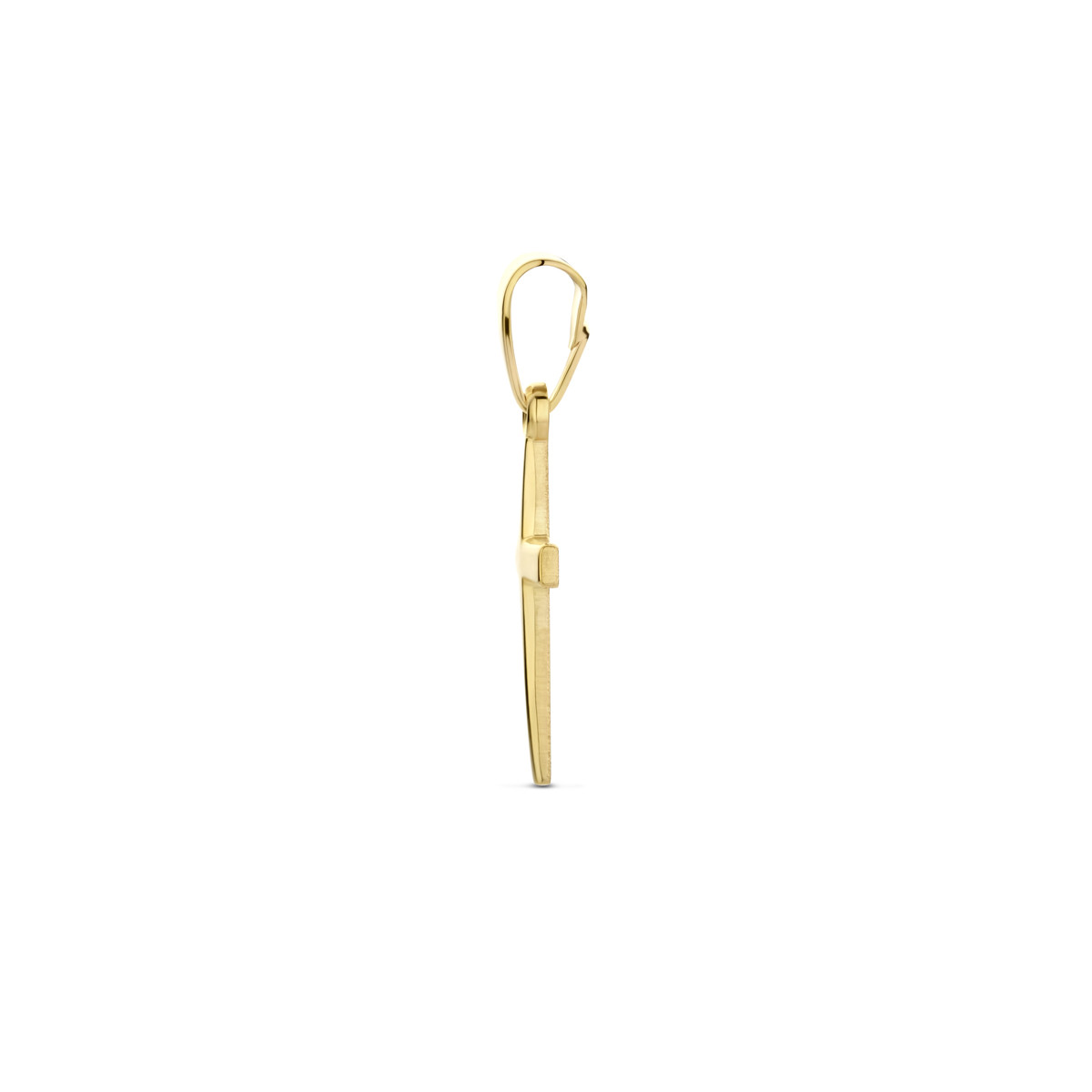Glanzende 14-karaat gouden kruisje hanger 9 mm breed - Hoogte 13 mm