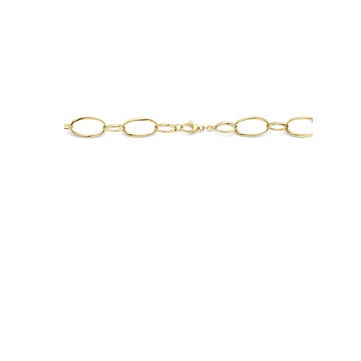 Glanzende 14-karaat gouden schakelketting met ovale schakel - Lengte 50 cm en 15 mm breed