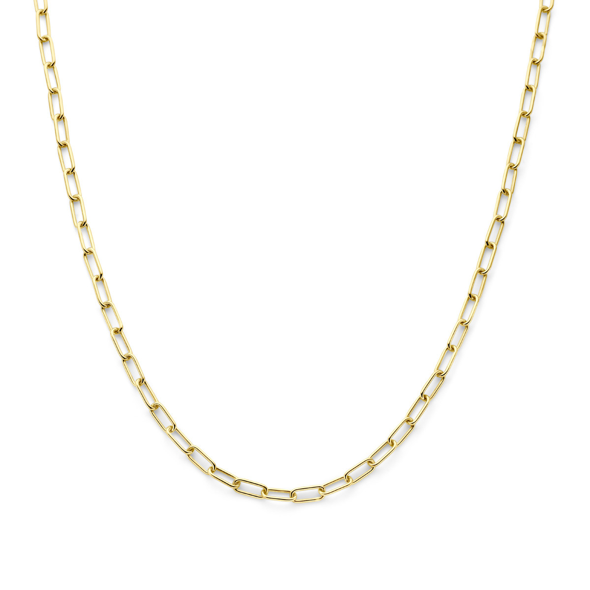 Glanzende 14-karaat zilgold gouden schakelketting met paperclip schakel 4.7 mm breed - Lengte 45 cm
