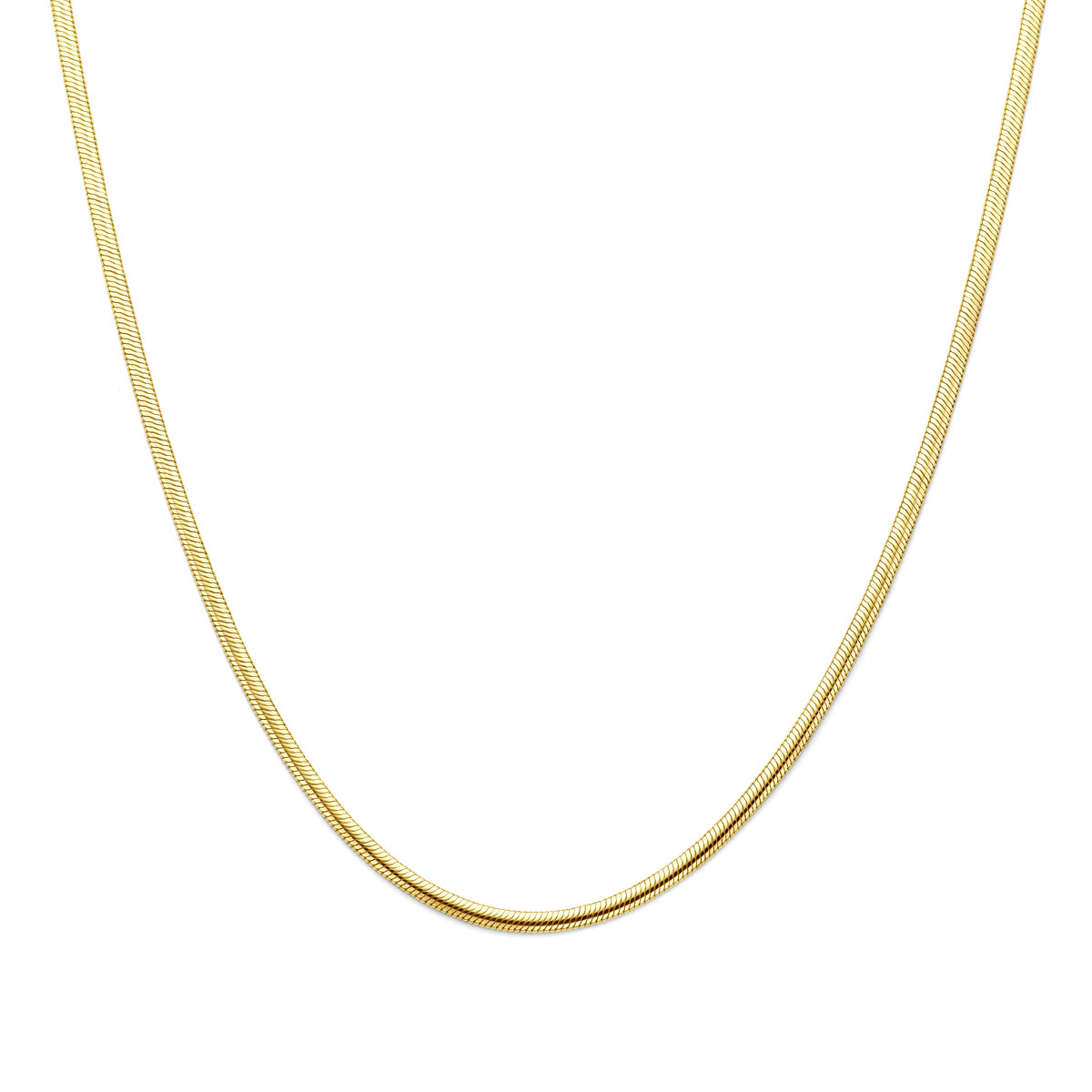 Glanzende 14-karaat zilgold gouden slangenschakelketting 3.3 mm breed - Lengte 45 cm