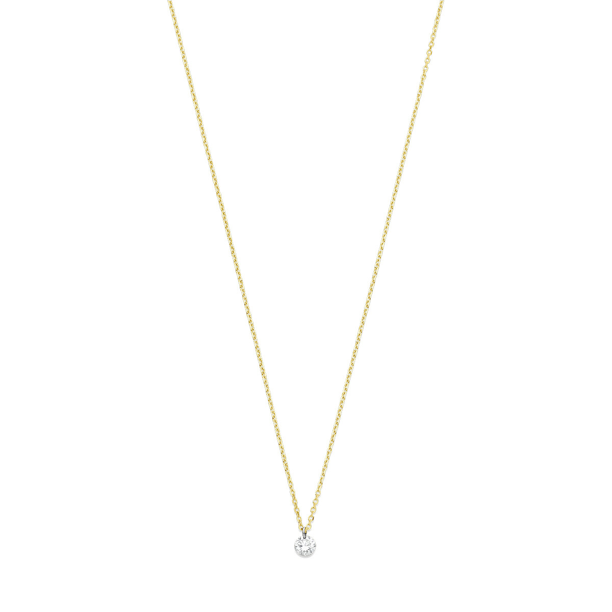 Glanzende 18-karaat gouden ketting met briljant geslepen diamanten hanger 0.10 crt - Lengte 40-42-44 cm