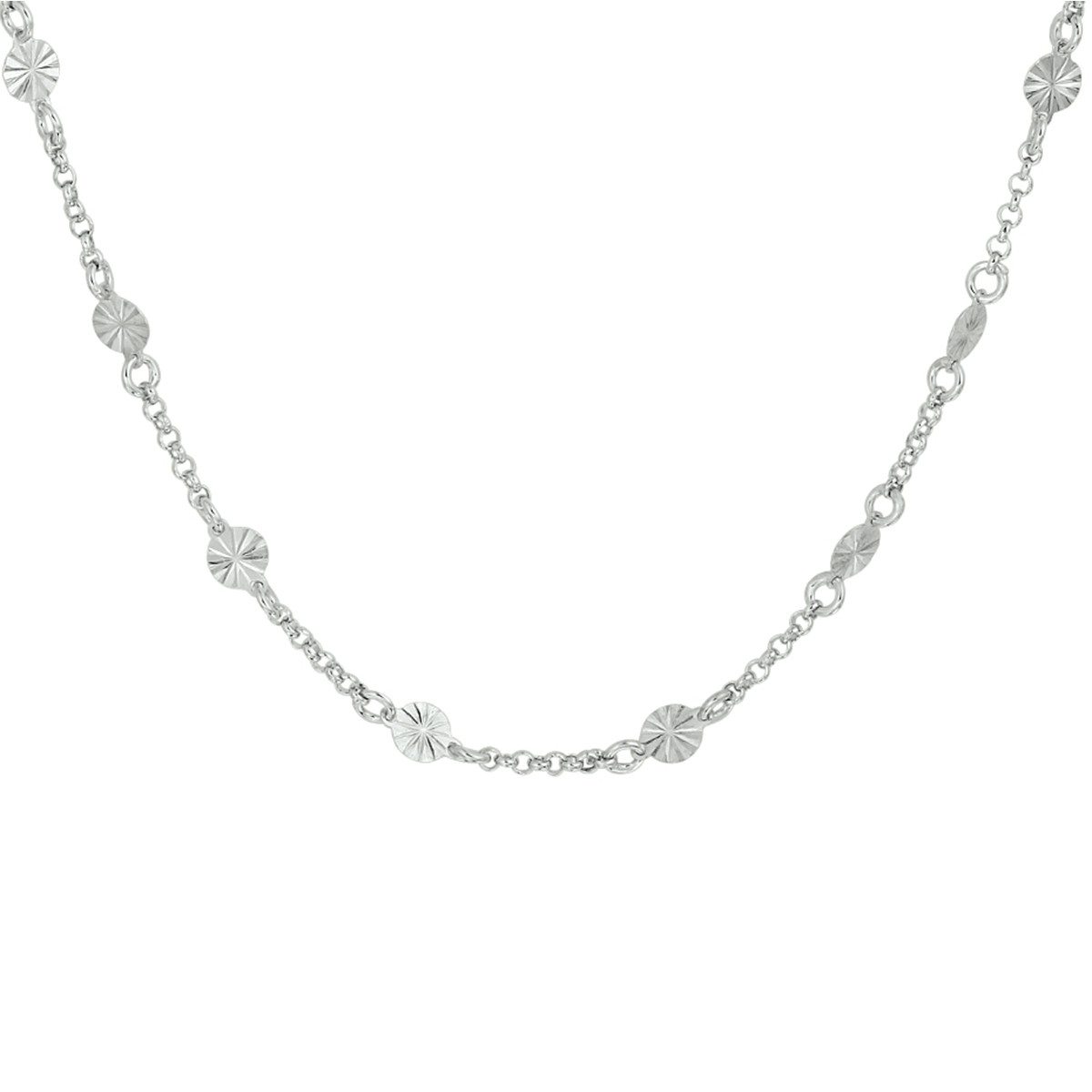 Glanzende 925 zilveren ketting met gediamanteerde cirkels 1.8 mm breed - Lengte 40-43 cm