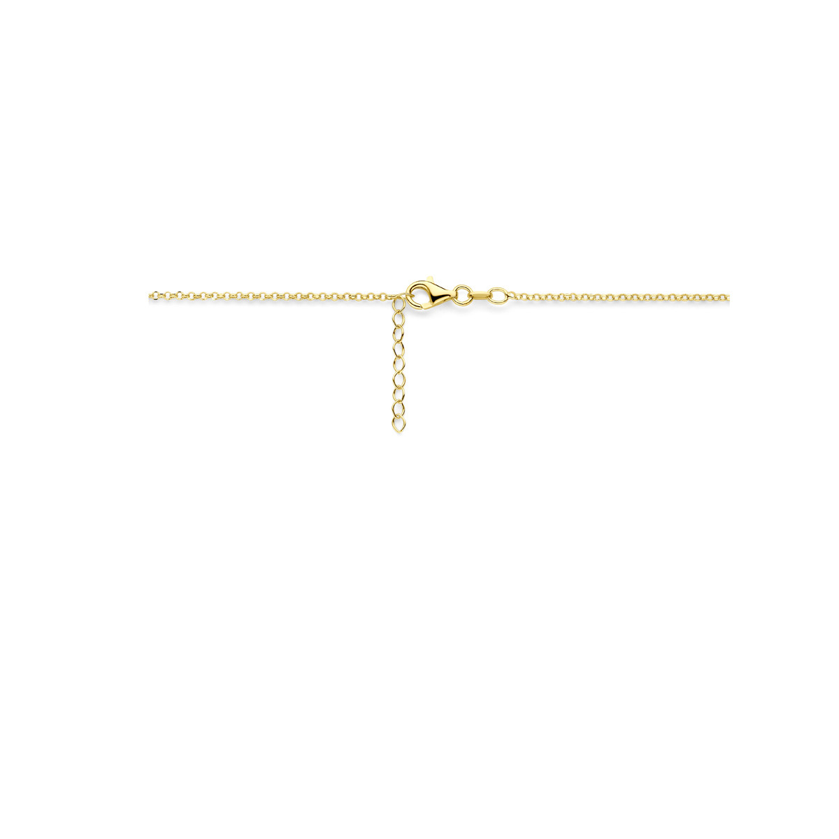 Glanzende gold plated ketting met veer hanger 1.8 mm breed - Lengte 40.5-43.5 cm