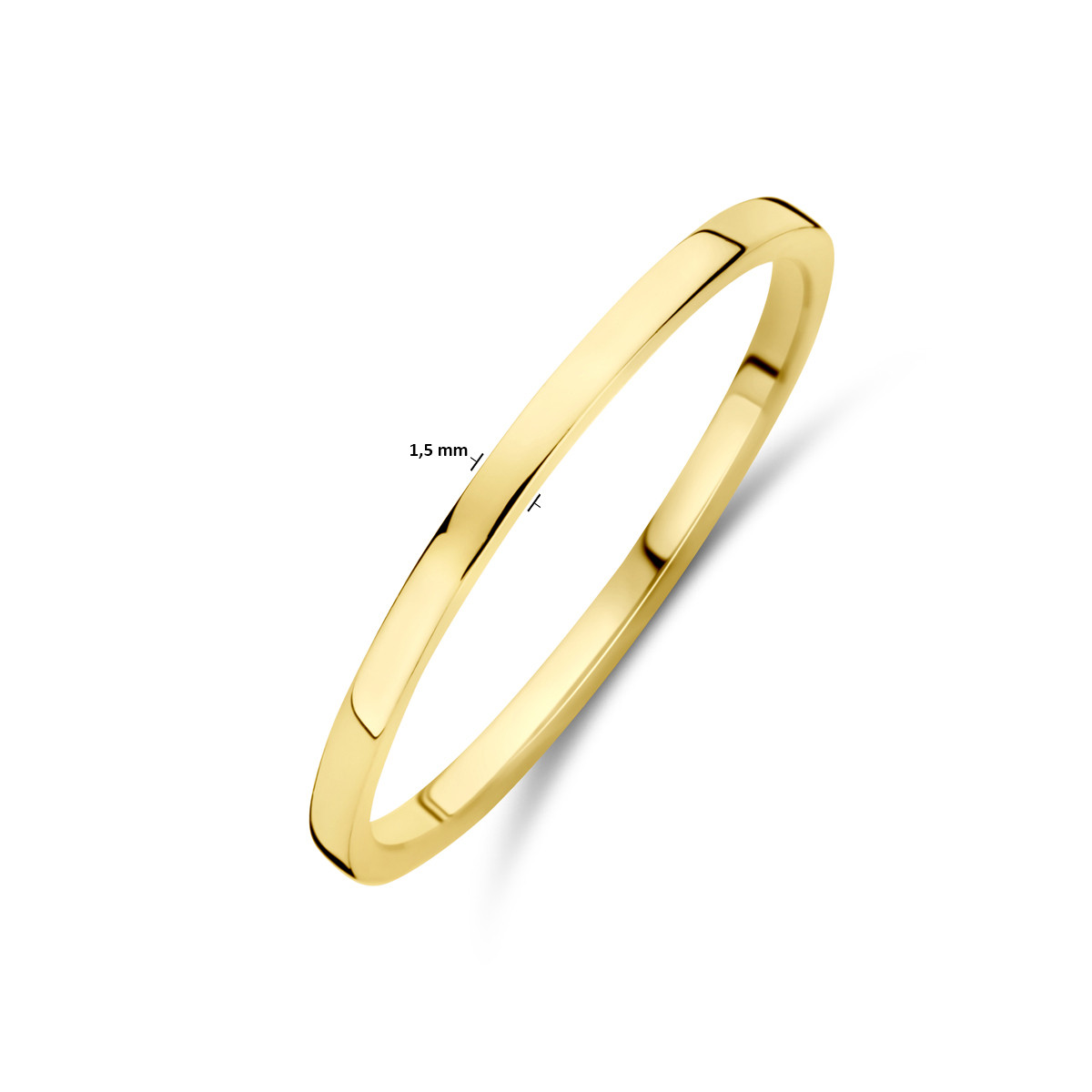 14-karaat gouden glanzende aanschuifring voor dames 1.5 mm breed