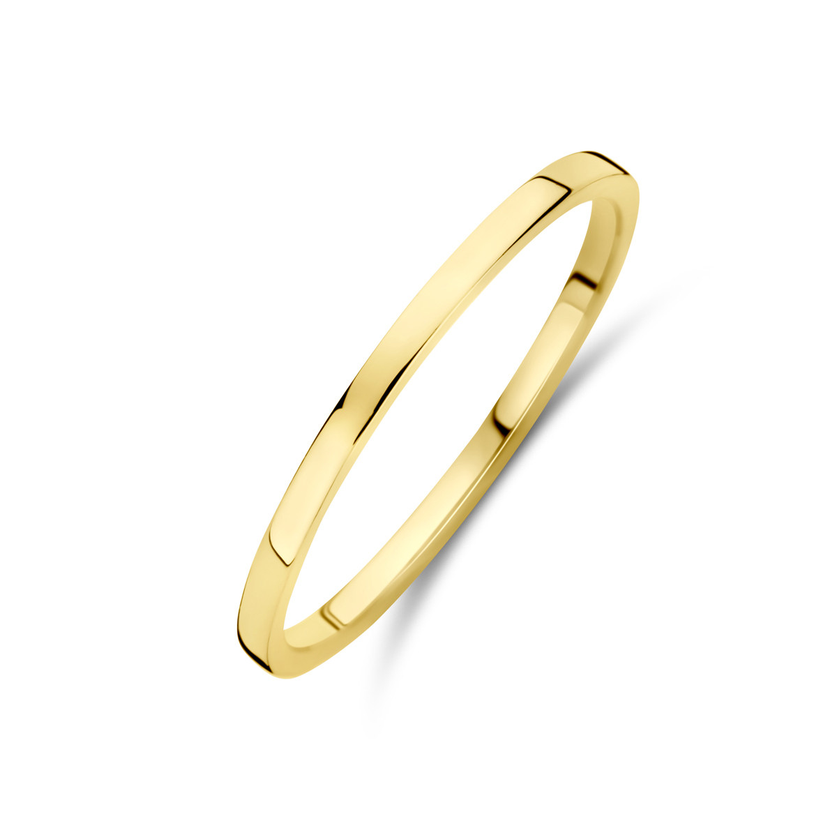 14-karaat gouden glanzende aanschuifring voor dames 1.5 mm breed