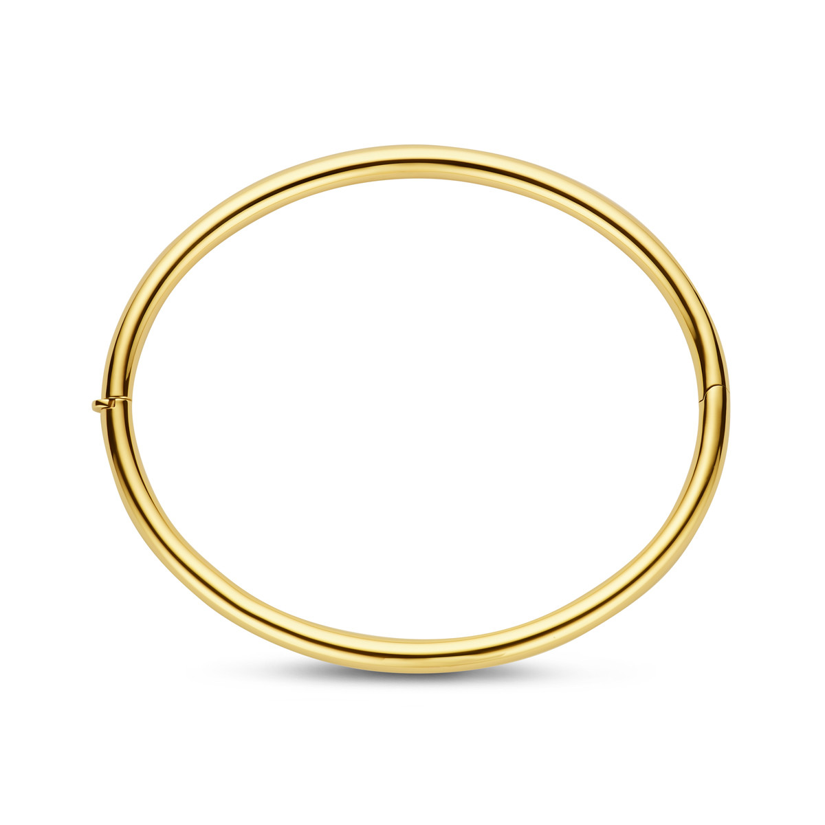 Glanzende gouden bangle met ronde buis van 4 mm breed - Diameter 60 mm