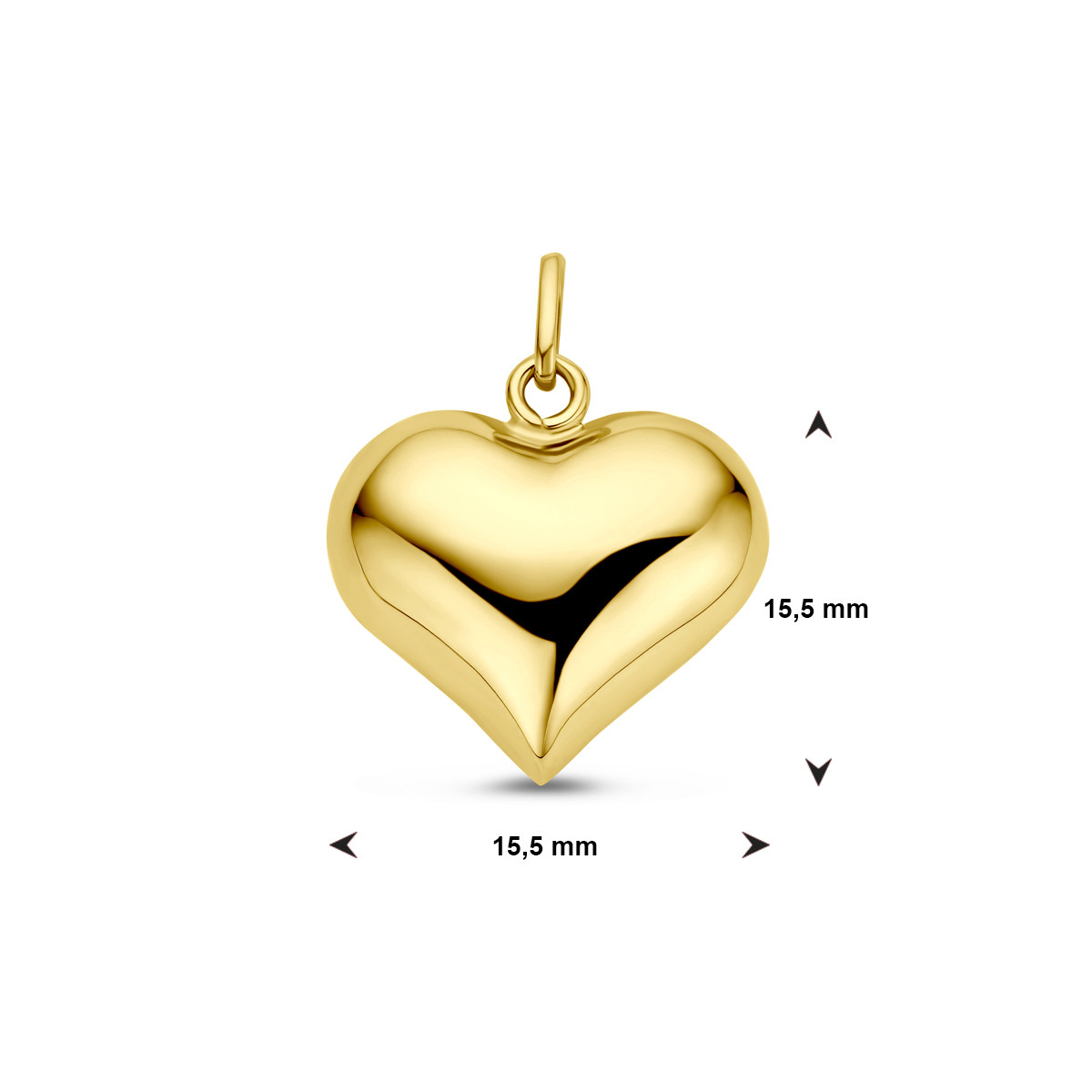 Glanzende hartjes hanger van 14-karaat goud - 19.5 mm x 15.5 mm