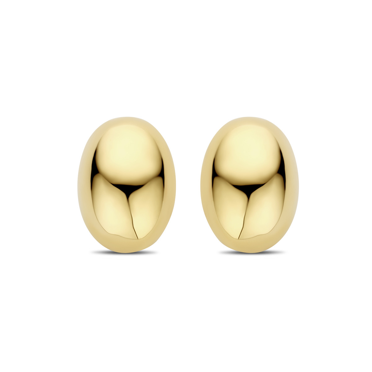 Glanzende ovale oorknoppen gold plated zilver 12.5 mm breed - Hoogte 19 mm