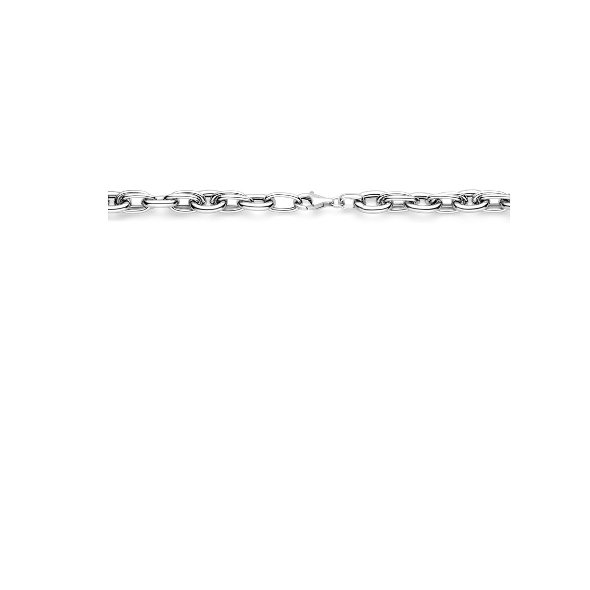 Glanzende schakelketting gerhodineerd 925 zilver 9 mm breed - Lengte 45 cm