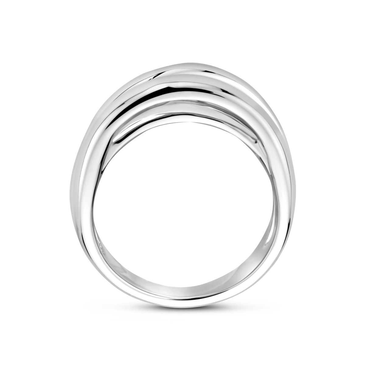 Glanzende zilveren ring gerhodineerd voor dames 10.5 mm breed